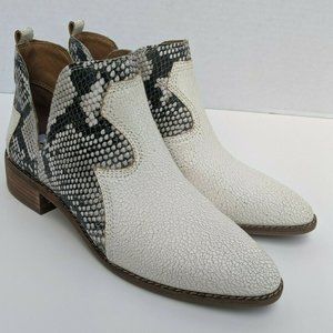 New Lucky Brand Leymon LEATHER Ankle Boot MILK WEATHERED Woman’s Size 6 /36.5